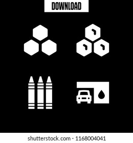 wax icon. 4 wax vector set. honeycomb, automatic car wash, crayons and beehive icons for web and design about wax theme