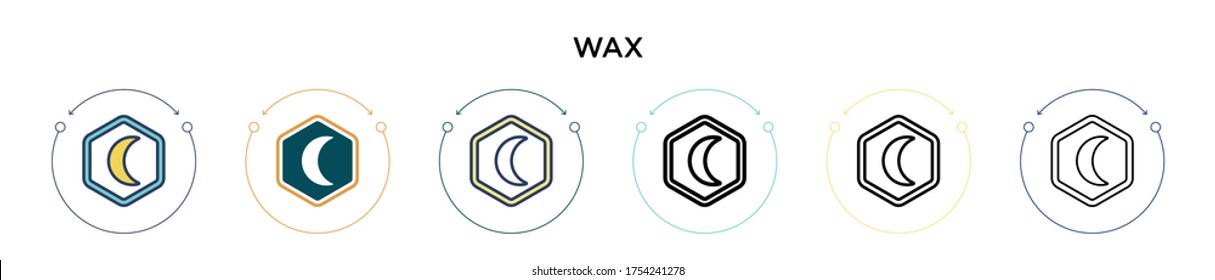 Wax icon in filled, thin line, outline and stroke style. Vector illustration of two colored and black wax vector icons designs can be used for mobile, ui, web