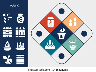 wax icon set. 13 filled wax icons.  Simple modern icons about  - Removed, Swarm, Honey, Candle, Candles, Crayons, Crayon, Beehive