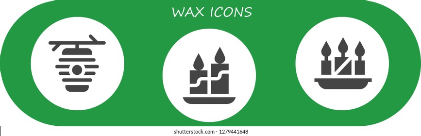  wax icon set. 3 filled wax icons. Simple modern icons about  - Beehive, Candle, Candles