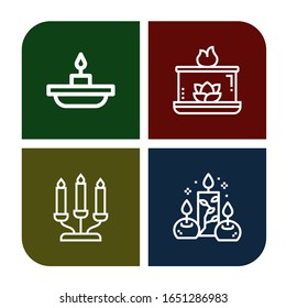 wax icon set. Collection of Candle, Aromatic candle, Candelabra, Candles icons