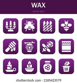 wax icon set. Vector  illustrations related with Candlestick, Bee and Candles