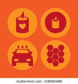 wax icon. wax vector icons set candle, honeycombs, car wash and candle heart