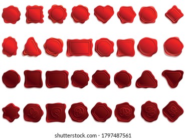 Juego de iconos de cera. Conjunto de dibujos animados de iconos vectoriales de cera para diseño web