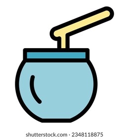 Wax jar icon outline vector. Aromatic depilation. Candle wax color flat