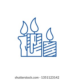 Wax light candles line icon concept. Wax light candles flat  vector symbol, sign, outline illustration.