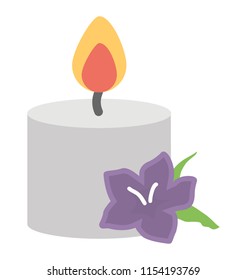 
Wax light with flower in front denoting aroma candle icon
