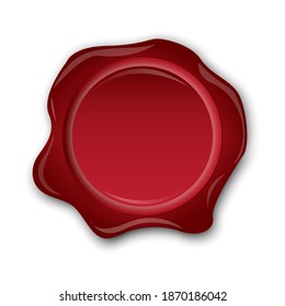 Wax red stamp in vintage style on white background. Vector web button. Christmas background. Stock image.