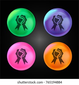 Wax Seal Broken Crystal Ball Design Icon In Green - Blue - Pink And Orange.