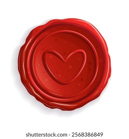 Wax seal with a heart on a white background. The concept of romance, love, Valentine's day. Isolated vector illustrations for posters, banners, postcards, invitations, and covers..