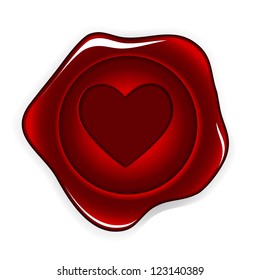 wax seal heart vector illustration