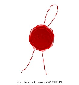 wax seal with imprint of a crown , vector