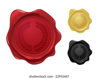 Wax seal with laurel wreath stamp