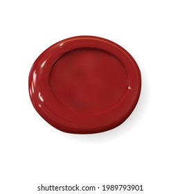 Burla de sellos de cera. Sello rojo redondo, medallón vectorial 3d aislado. Diseño de rótulos de letras, signet viejo realista. emblema confidencial del certificado