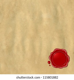 Wax Seal With Old Paper, Vector Illustration