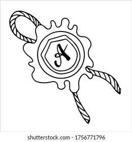 wax seal on an envelope or scroll vector illustration hand-drawn isolated on a white background