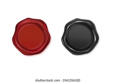Wax seal, red and black stamp.Vector illustration.Design element.
