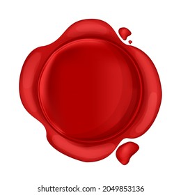 Wax seal round stump red color in cartoon style isolated on white background. Confidential, quality symbol. . Vector illustration