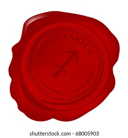Wax seal with sagittarius zodiac symbol