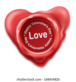 Wax Seal in the shape of Heart isolated on white background. Vector. Illustration.