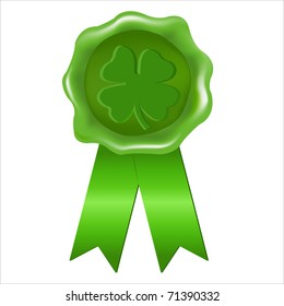 Wax Seal, St. Patrick's Day, Isolated On White Background, Vector Illustration