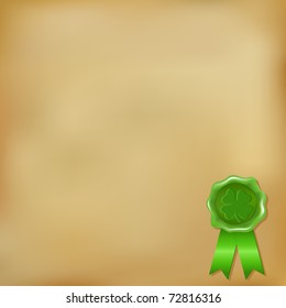 Wax Seal, St. Patrick's Day, Isolated On Vintage Background, Vector Illustration