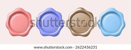 Wax Seal Stamp 3d Isolated Pastel Ancient Background Vintage Old Letter Message Certificate Tag Sign Set