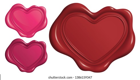 Wax Seal Stamp In Heart Symbol Shape _Vector EPS 10
