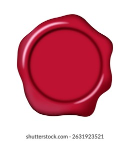 Wax seal stamp mockup. Red maroon color blank sealing wax stamp decorative element. Elegant vintage sign clip art for invitation, cards, letters, calligraphy design.