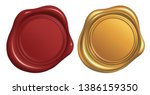 Wax Seal Stamp, Red and Golden_Vector EPS 10