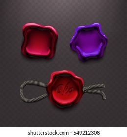 Wax seal stamp vector illustration isolated on a transparent background. EPS 10