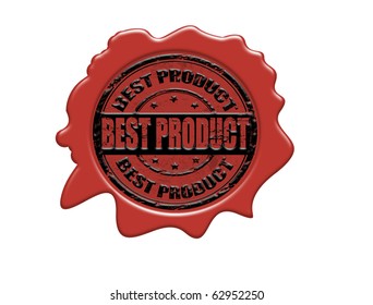 Wax seal with the text best product, vector illustration