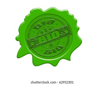 Wax seal with the text Bio, vector illustration