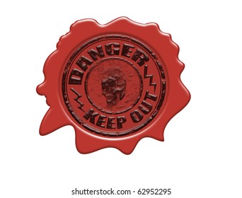 Wax seal with the text Danger, vector illustration
