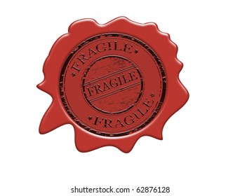 Wax seal with the text fragile, vector illustration