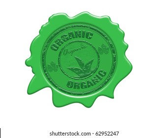 Wax seal with the text Organic, vector illustration