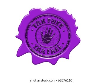 Wax seal with the text tax free, vector illustration