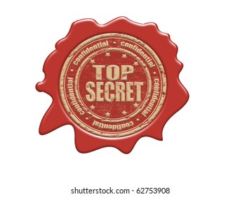 Wax seal with the text top secret, vector illustration