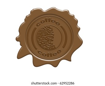 Wax seal with the word coffee, vector illustration