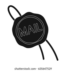 Wax seal.Mail and postman single icon in black style vector symbol stock illustration web.