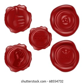 Wax Seals 3D, with thumbs-up, rose, fist and crown icons