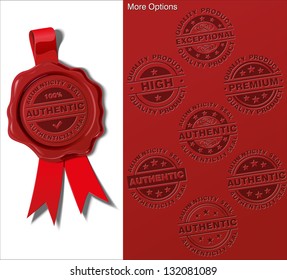 Wax Shield - Award Winner.
The EPS 10 version has all the options in place on separate layers. Switch layers on and off to achieve the desired result on seal, ribbon and stamp