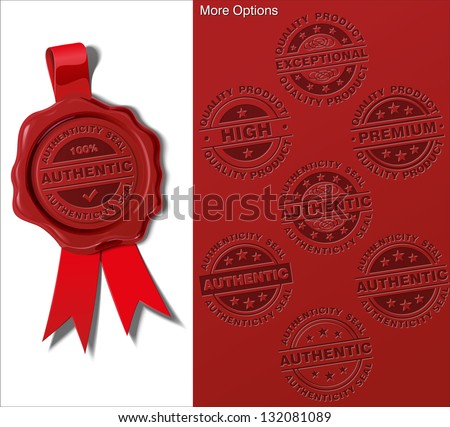 Wax Shield - Award Winner.
The EPS 10 version has all the options in place on separate layers. Switch layers on and off to achieve the desired result on seal, ribbon and stamp