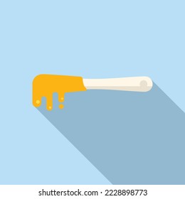 Wax spoon icon flat vector. Gold stamp. Golden depilation