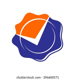 wax stamp and check mark symbol logo vector.
