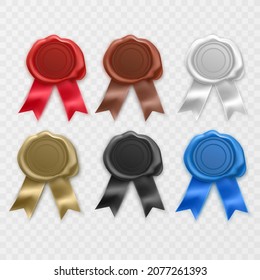 Wax stamp Old embossed envelope label, round royal medieval mockup cartoon shapes, candle wax seals Vector format