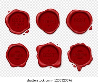 Red Stamp Wax Seal Retro Label Quality Garantee Label Vector