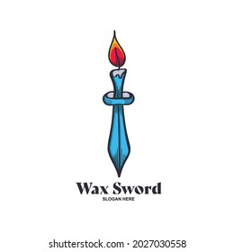 wax sword.sword and wax logo.abstract illustration of a sword with a candle tip