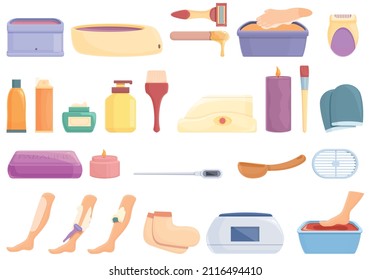 Wax therapy icons set cartoon vector. Hair removal. Beauty cosmetic