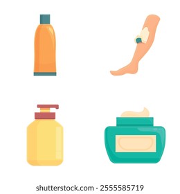 Wax therapy icons set cartoon vector. Beauty procedure in spa salon. Body care